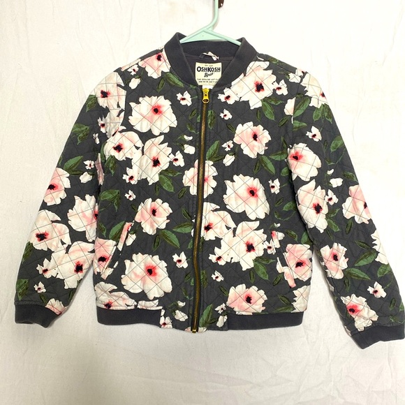 PRETTY Oshkosh Quilted Floral Bomber Jacket, Cozy, FLEECE LINED  - Girl’s 12 EUC - Picture 2 of 12